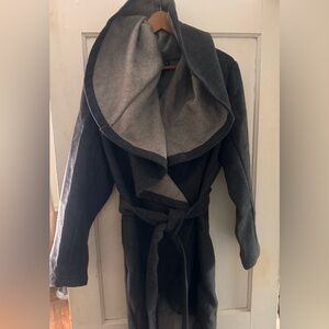 H by Halston Reversible Charcoal & Light Gray Wrap Coat